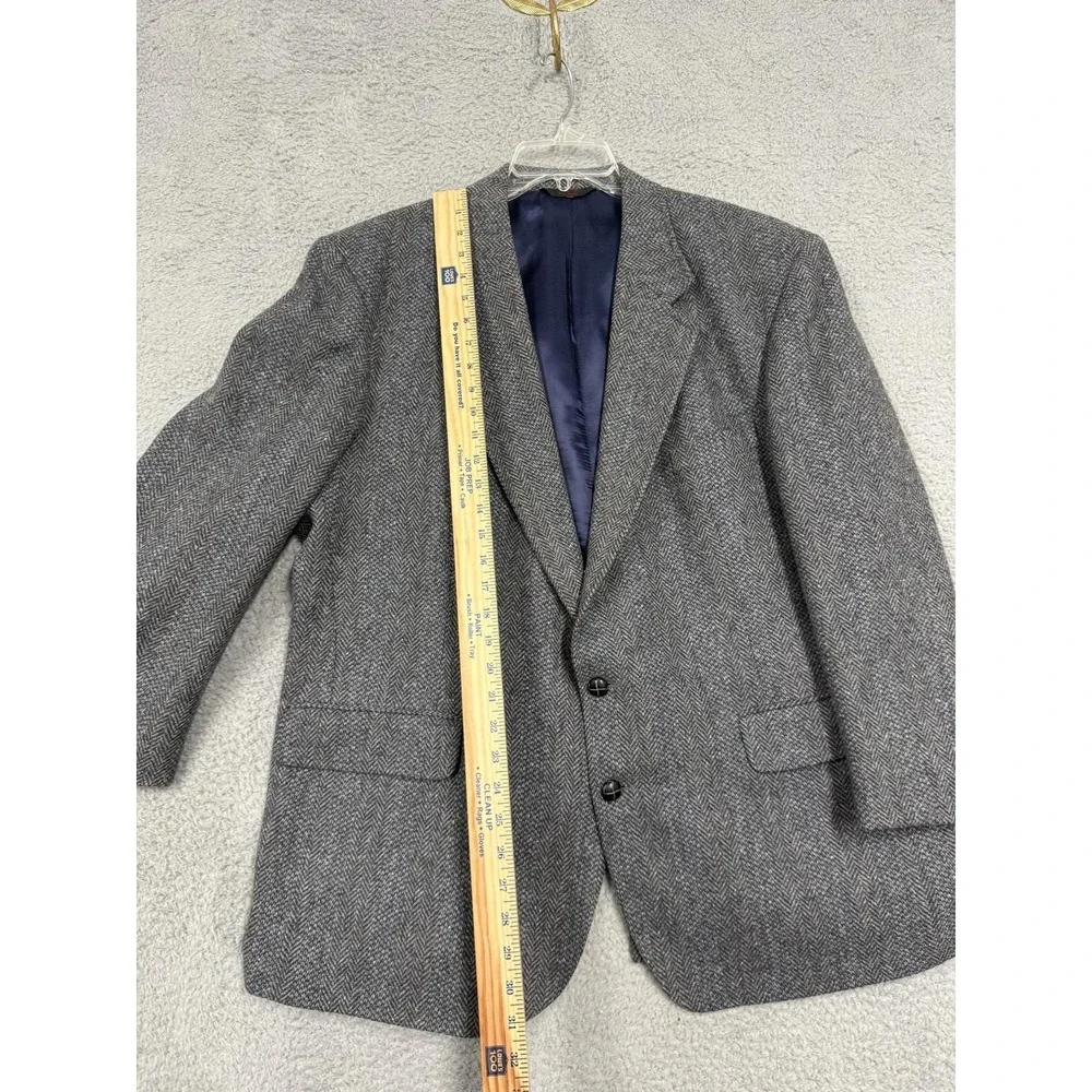 Vintage Savile Row Blazer Mens 48 Gray Wool Herringbone‎ Tweed Sport Coat